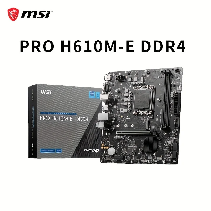 MSI PRO H610M-E DDR4 MotherBoard Support CPU 12400F/12490F/13400F