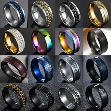 

2022 New Punk Stainless Steel Roman Numeral Chain Rings For Men Polished Black Rock Biker Wedding Masonic Ring Jewelry Gift