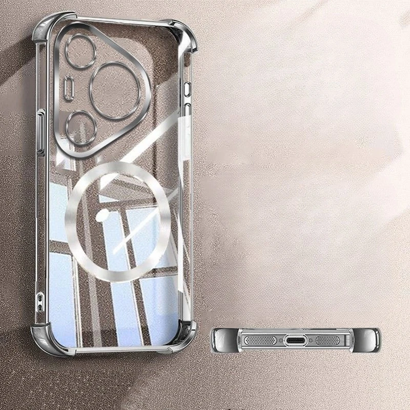 Luxury Plating Edge Transparent Phone Case - Shockproof Magnetic Protector Cover