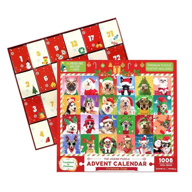 Christmas Puzzle Advent Calendar Cute Dog Countdown Calendar Advent Puzzle  Holiday Decor 24 Days for christmas
