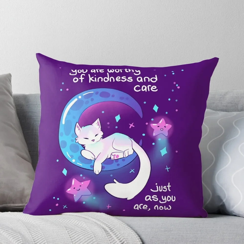 

You Are Worthy of Kindness and Care Space Kitty Throw Pillow Christmas Covers Cushion Cover Luxury luxury sofa pillows