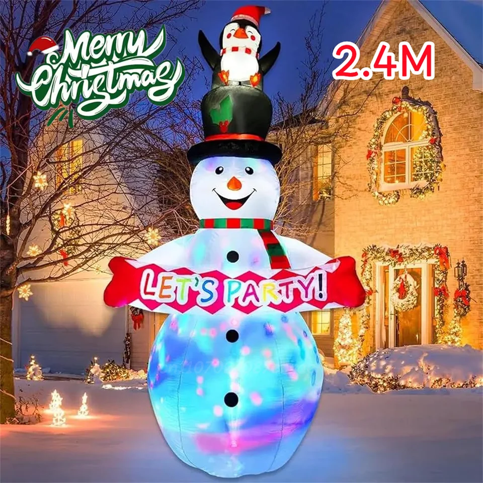 210CM Décorations de Noël Bonhomme de Neige de Noël Gonflable avec