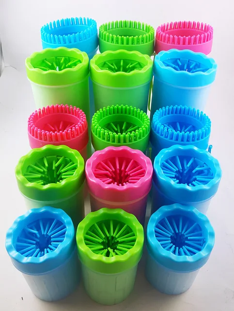 1Pc Pet Plastic Foot Wash Cup S L XL Large size silicone brush Dog cat clean foot mud removable cleaning Foot 3