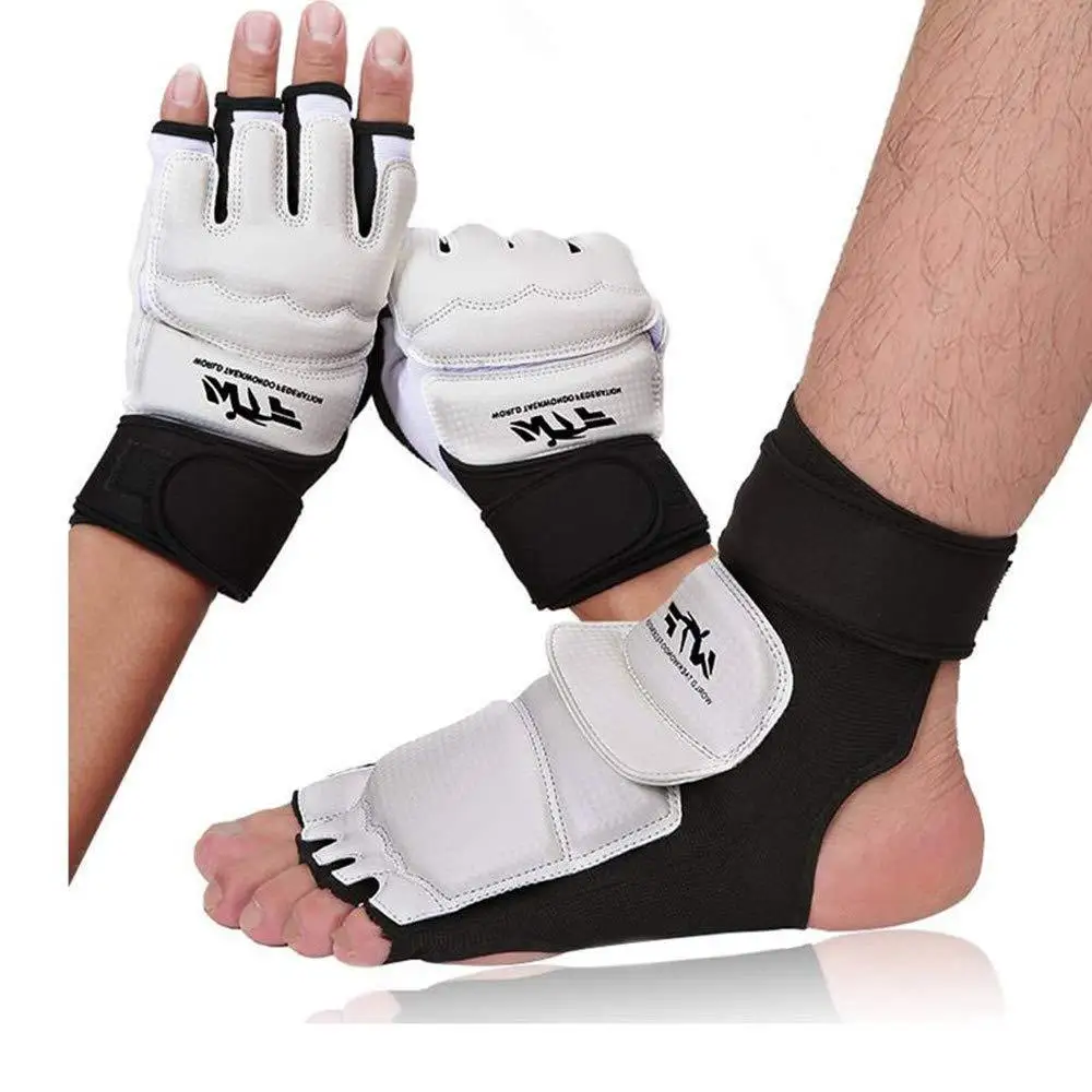 

2 Pcs PU Leather Taekwondo Gloves, Foot Protector, for Kickboxing Fighting, Ankle Support, Foot Guard Palm Protect, THANKSLEE