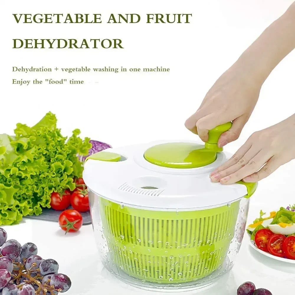 Vegetable Dryer Salad Spinner Fruit Drain Basket Hand Crank Centrifuge Food Dehydrator Fruits Basket Kitchen Accessories