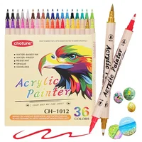 Acrylic Marker Set 12-36 Colors Double Headed Waterproof Art Painting Supplies School Stationary Graffiti Drawing for Kids 2
