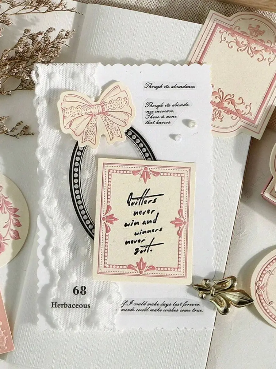 30 speziell angefertigte dicke Notizbücher aus Kuhpapier, Retro-Reliefdruck, mit floralem Schleifendetail am Rahmen, Druckstil, Tagebuchdekoration – Detail 3