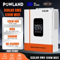 Convertisseur solaire hybride haute puissance POWLAND 12KW 48V 12000KVA Max 500VDC Onde sinusoïdale pure avec MPPT LCD WiFi CE Double sortie  Sans TVA 1