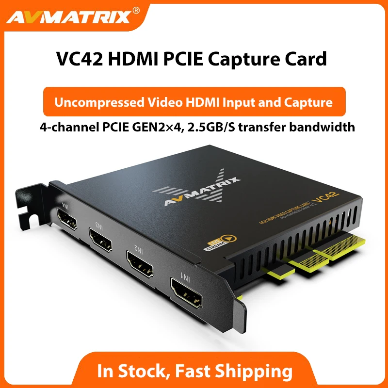 AVMATRIX VC42 Uncompressed 4 Channel HDMI PCIE Video Capture Card for ...