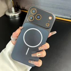 Cosmic Orange Acrylic Phone Case with Magnetic Wireless Charging Compatibility - iPhone 15 (Black)