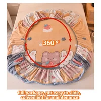 1 Pc Warm Coral Velvet Fitted Sheet Elastic Mattress Cover Fluffy Coral Fleece Bed Sheet Winter Warm and Cosy Plush Fitted Sheet 2