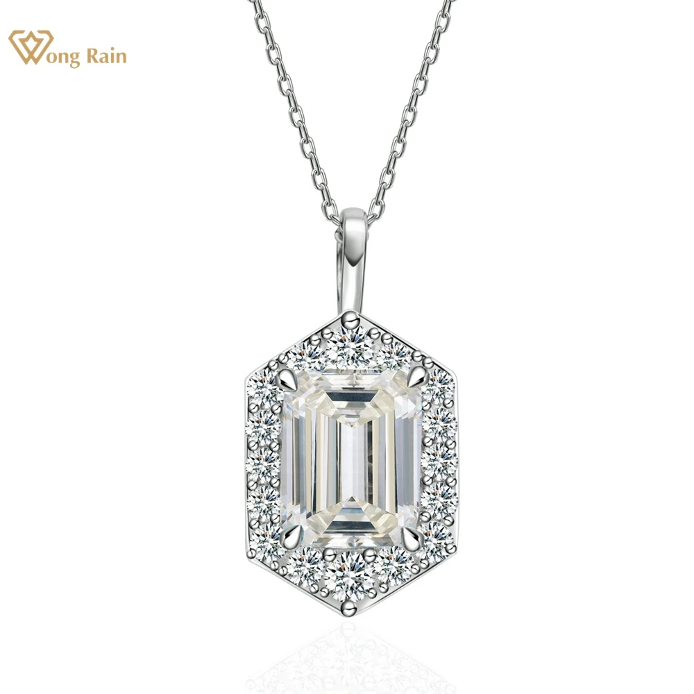 

Wong Rain 925 Sterling Silver VVS1 3EX D Color 3CT Emerald Cut Real Moissanite Diamonds Gemstone Pendant Necklace Jewelry GRA