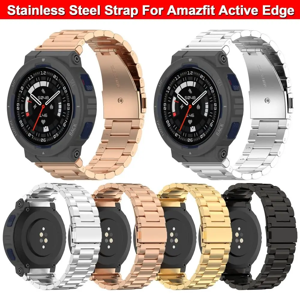 

Ремешок из нержавеющей стали для смарт-часов Huami Amazfit Active Edge, металлический сменный Браслет для Amazfit Active Edge