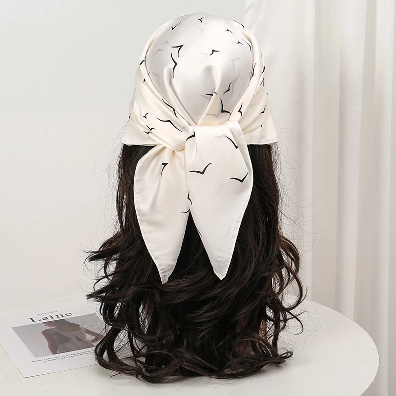 Luxury Silk Head Scarf - Soft Summer Foulard Bandana for Women