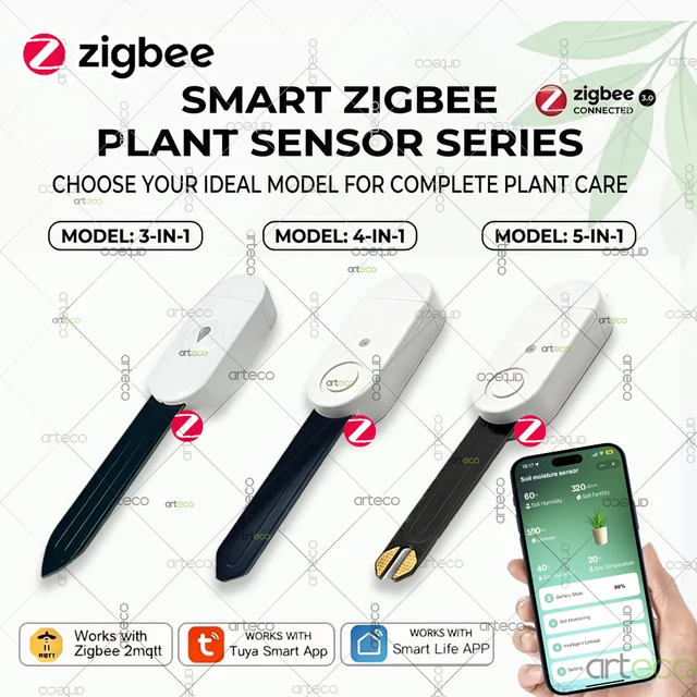Zigbee Soil Moisture Detector Temperature Humidity Meter Smart Soil Tester Moisture Sensor Remote Monitor For Home Assistant Z2M