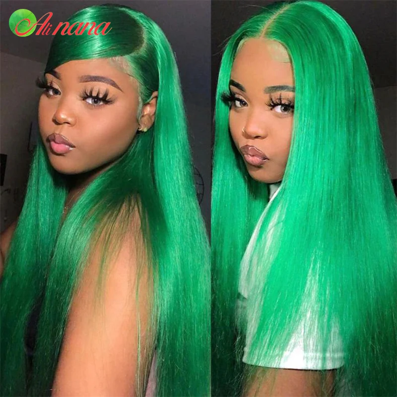 

Pink/Pistachio Green/ Light Blue /Lavender Purple/Neon Green Colored Straight HD Lace Frontal Human Hair Wig For Women 32 Inches