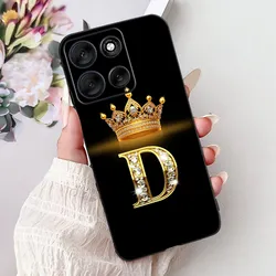 Luxury Silicone Flower & Crown Shockproof Bumper Case - A - Z Letters Design - Moto G56 5G (9D)