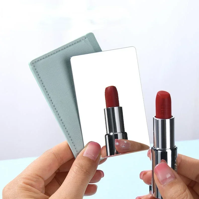 New Brand Portable Stainless Steel Card Cosmetics Mirror Portable Mini Unbreakable Makeup Mirror Shatter Proof Pocket makeup mirror hand holding mirror