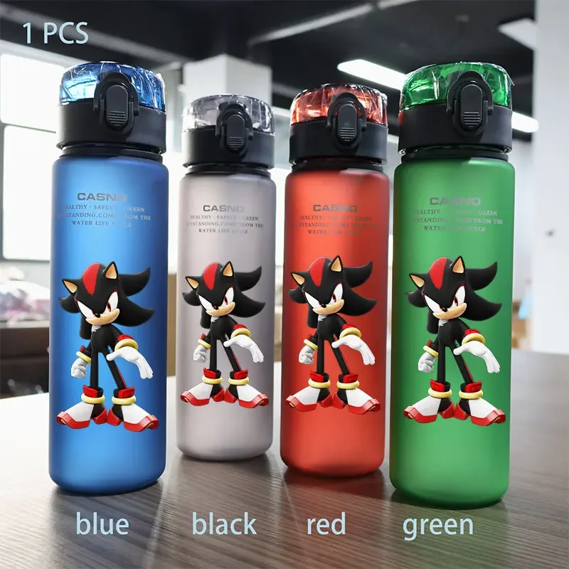 thumbnail image 1 of Botella de agua Sonic The Hedgehog de 560 ml para niños, de plástico, de gran capacidad, portátil, color negro, azul, rojo y verde, 1 of 5