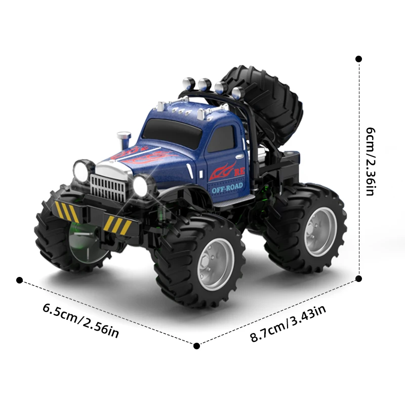 Mini Rc Car 1/64 Alloy Diecast With Trailer Remote Control Pick-up Trucks Desktop Cars For Boys Electric Truck For Kid Gift
