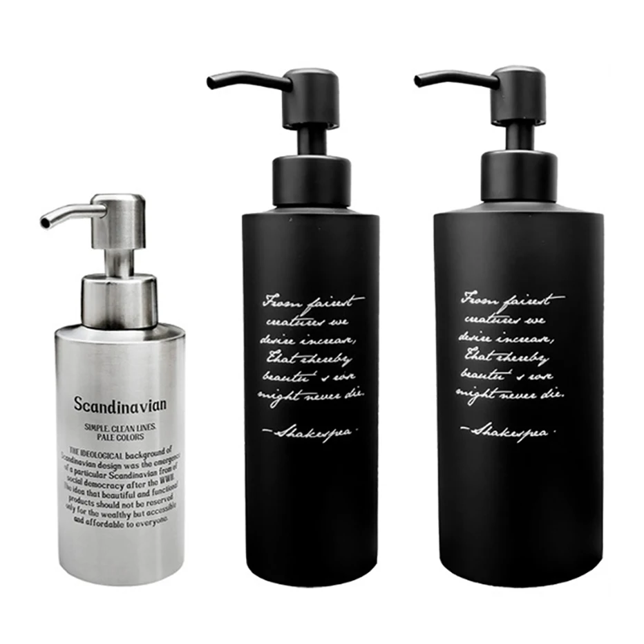 

Stainless Steel Soap Dispenser Refillable Empty Pump Bottle Shampoo Lotion Body Wash Conditioner Shower Dispenser with Letter