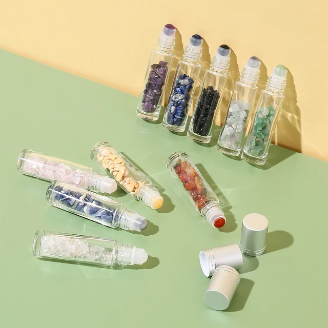 10 Bottigliette Roll On Per Oli Essenziali Con Gemme - Vetro 10ml - Foto 5
