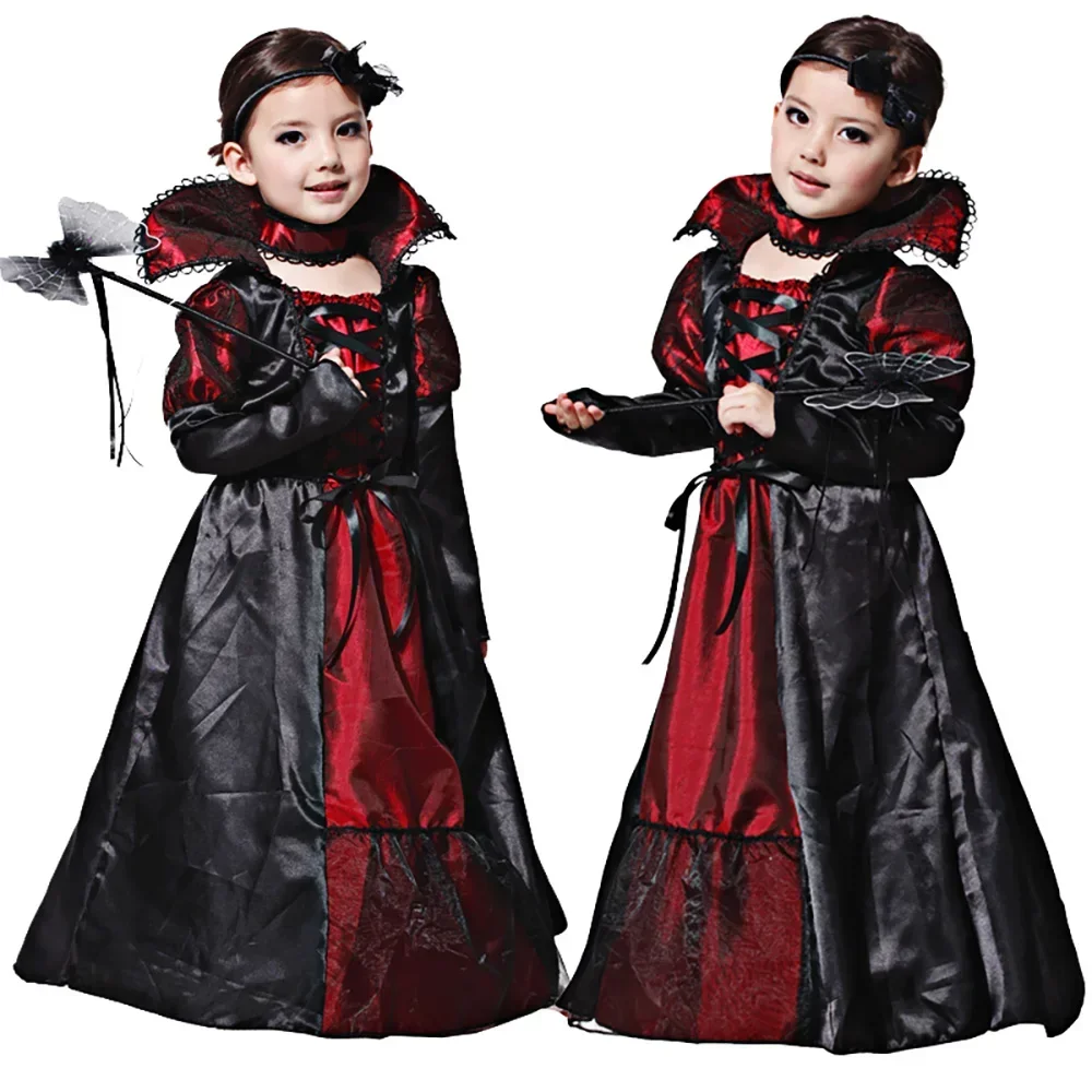 

Children Witch Costume Kids Princess Birthday Fancy Clothes Girls Cosplay Halloween Dress Vampire Christmas Gift