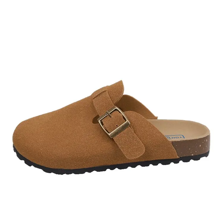 FashionBostonClogsWomensSuedeMulesSlippersCorkInsoleSandals