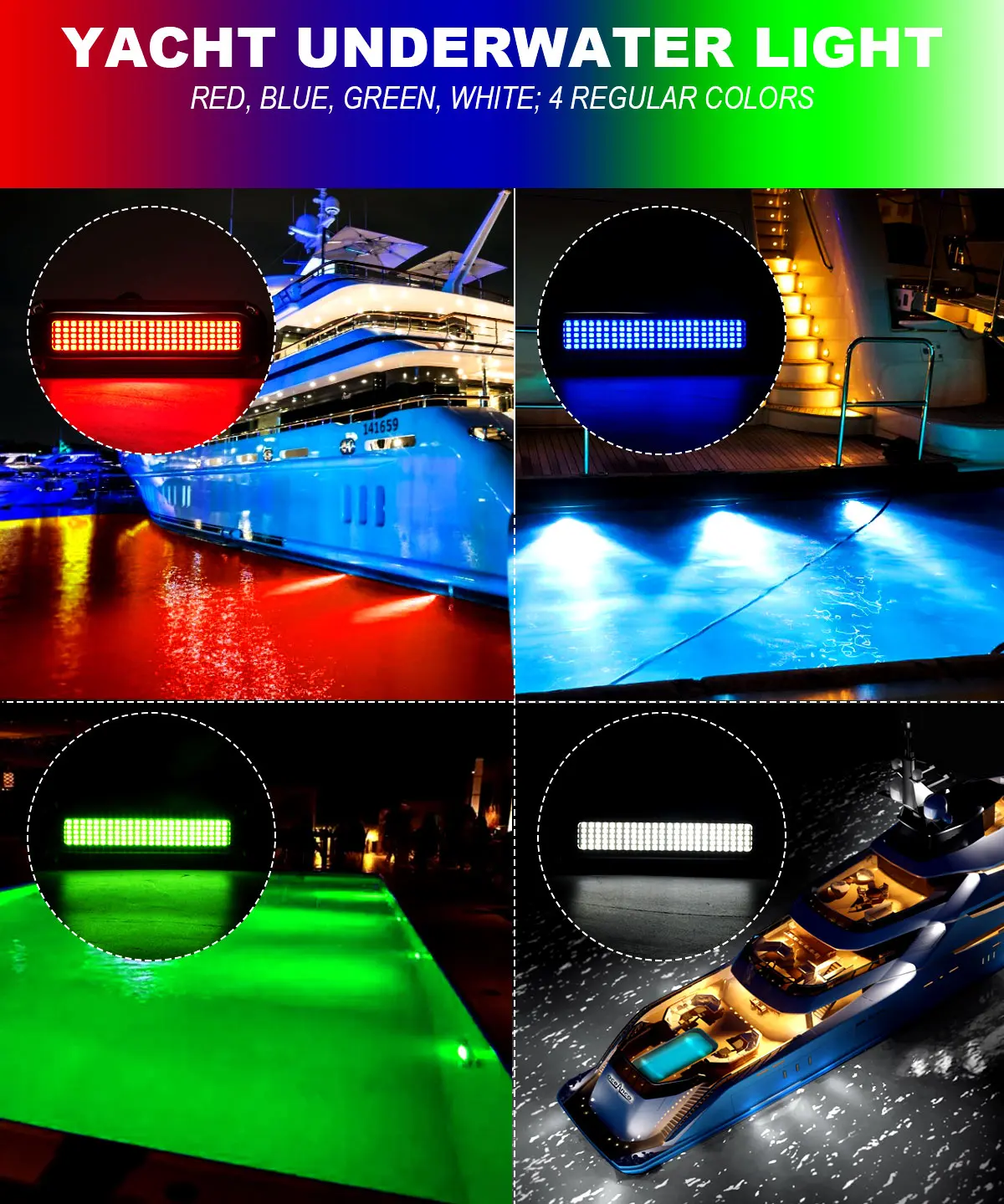 2 Stück blaue Yacht Licht Edelstahl 120led Unterwasser Ponton Marine Boot Heck leuchte IP68 LED Deck Höflichkeit Lichter – Detail 5