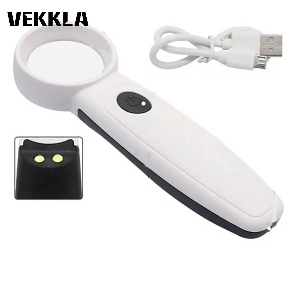 

USB перезаряжаемое 11x ручное увеличительное стекло 37 мм линза светодиодный увеличительное стекло для чтения штампов ювелирных изделий