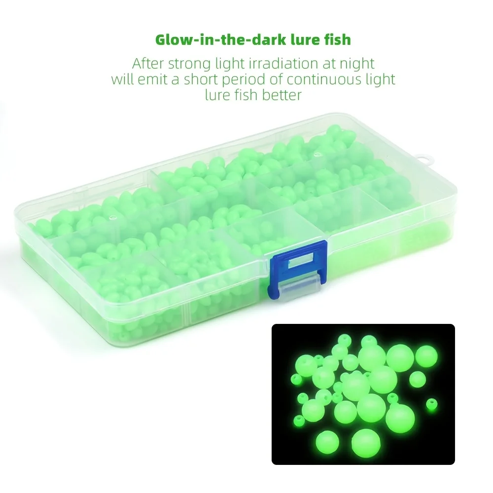 400/900 pieces bait olive beads fluorescent night light plastic bait bead set with anti-collision beads and protective beads