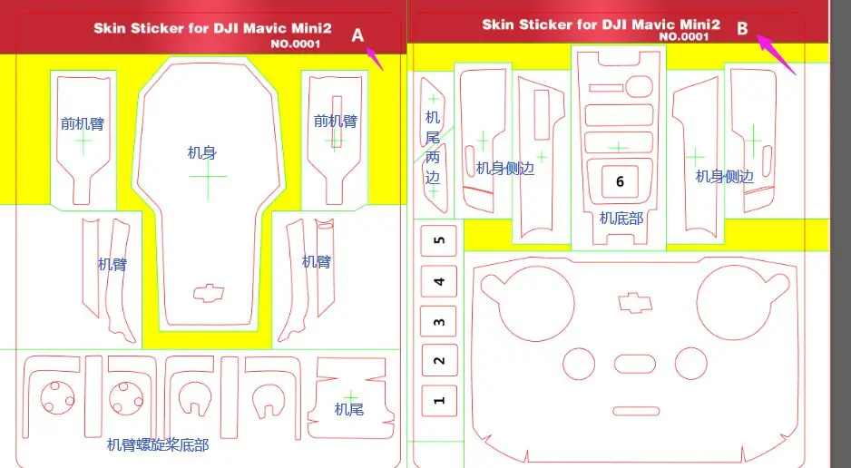 Xs Dji Mini 2 Film de protection Pvc Autocollants Imperméables à l