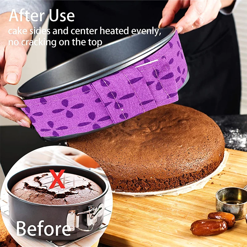 LMETJMA Bake Even Strip Cake Pan Dampen Strips Super Absorbent Thick Cotton Cake Strips Baking Tray Protection JT130