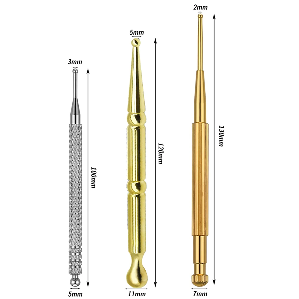 3PCS Facial Reflexology Massage Tool Stainless Steel Acupuncture Pen Double Headed Ear and Body Point Probe Pen Health Care Tool