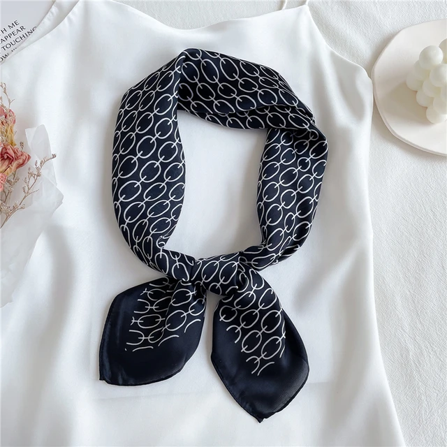 Silk Square Scarf Women Satin Bandana Print  Scarves Head Band Fashion Lady Hair Shawl and Wrap Female Neckerchief Hijab 2022 FJ70-379-3