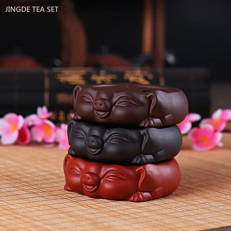 Chinese Purple Clay Tea Set Supplies Handmade Teapot Base Purple Sand Animal Model Tea Tray Traditional Tea Accessories