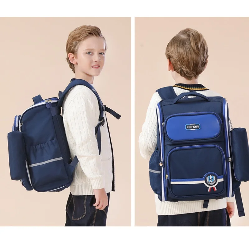 Primary Girl Bow Boy British Style Fashion Backpacks for Students New Children Large Capacity Reflective Schoolbags All-match