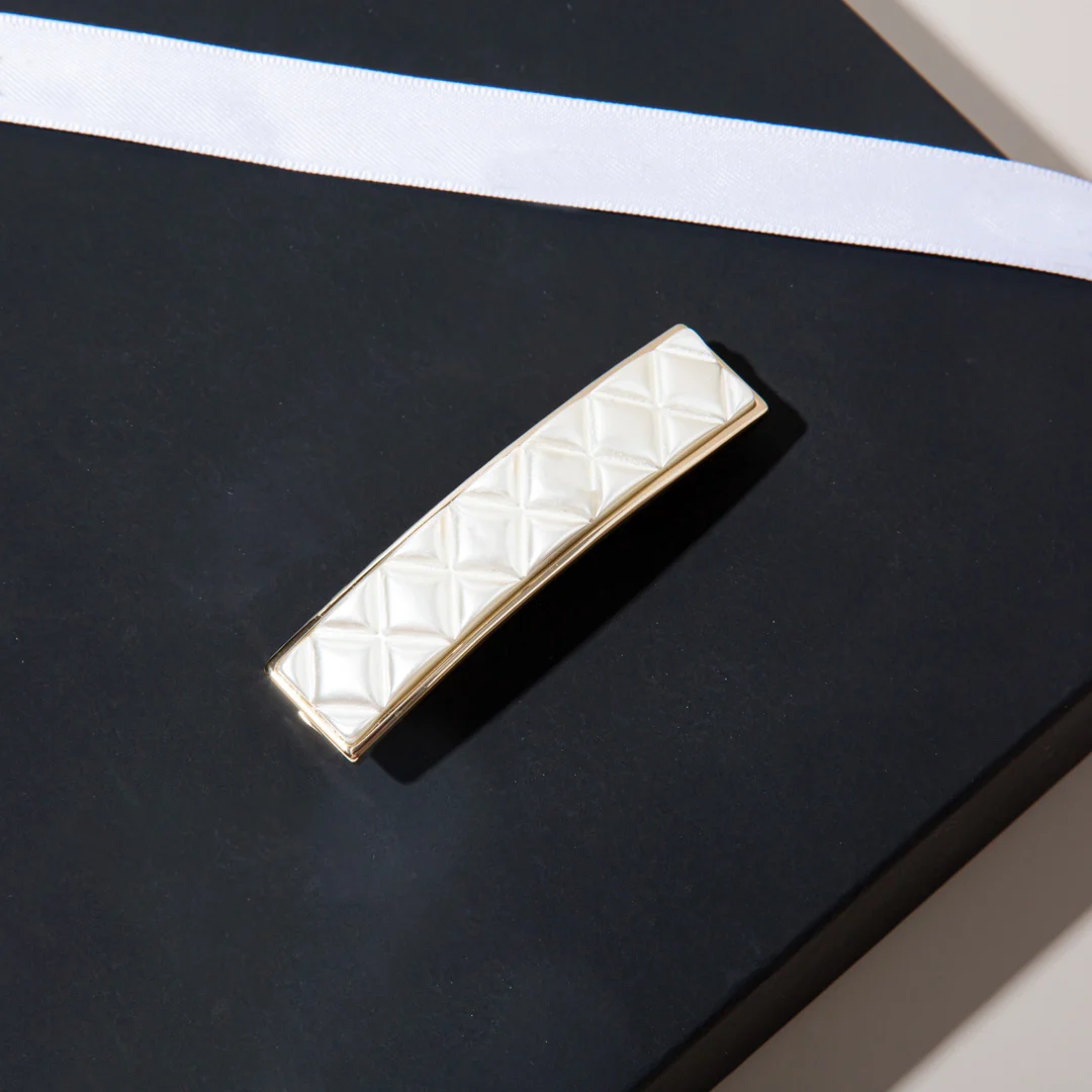 2024 new simple black and white diamond lattice pattern hair clip spring clip hair accessories