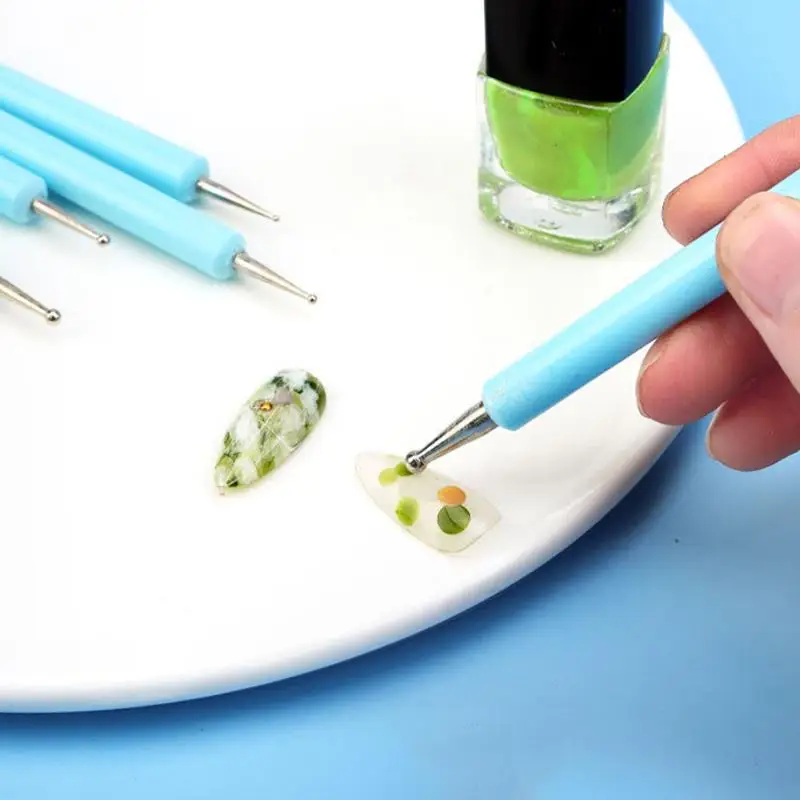 1/10/15개 듀얼 엔드 실리콘 네일 아트 펜 라인스톤 픽커 3D 플라워 카빙 도팅 펜 매니큐어 도구