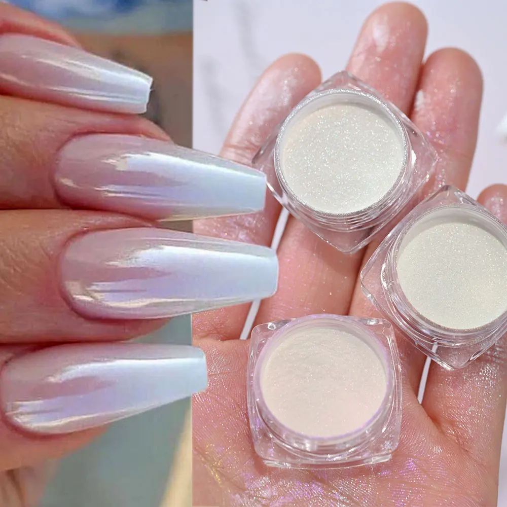 1box Y2K Glazed Donut Pearlescent Chrome Nail Powder High Gloss Aurora Moonlight Nail Fine Pigment Metallic Rubbing Dust Ne0.5g