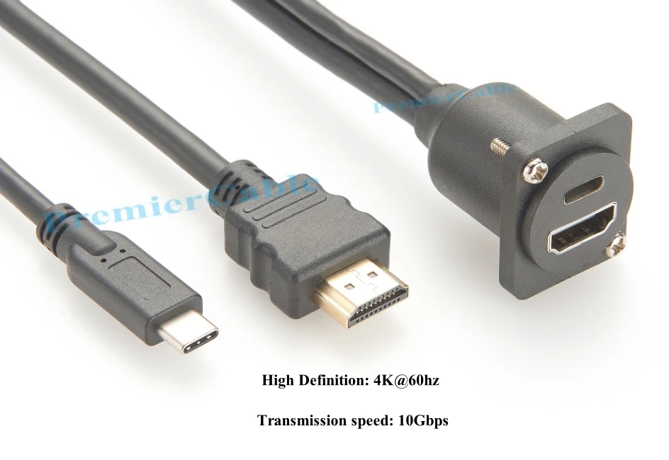 Dual USB 3.1 C & HDMI 1.4 Stecker auf Buchse Verlängerungskabel 10 Gbit/s 4K@30 Hz Flanschgehäuse Panel Mount für 3D-Kamera Pan Tilt Head – Detail 4