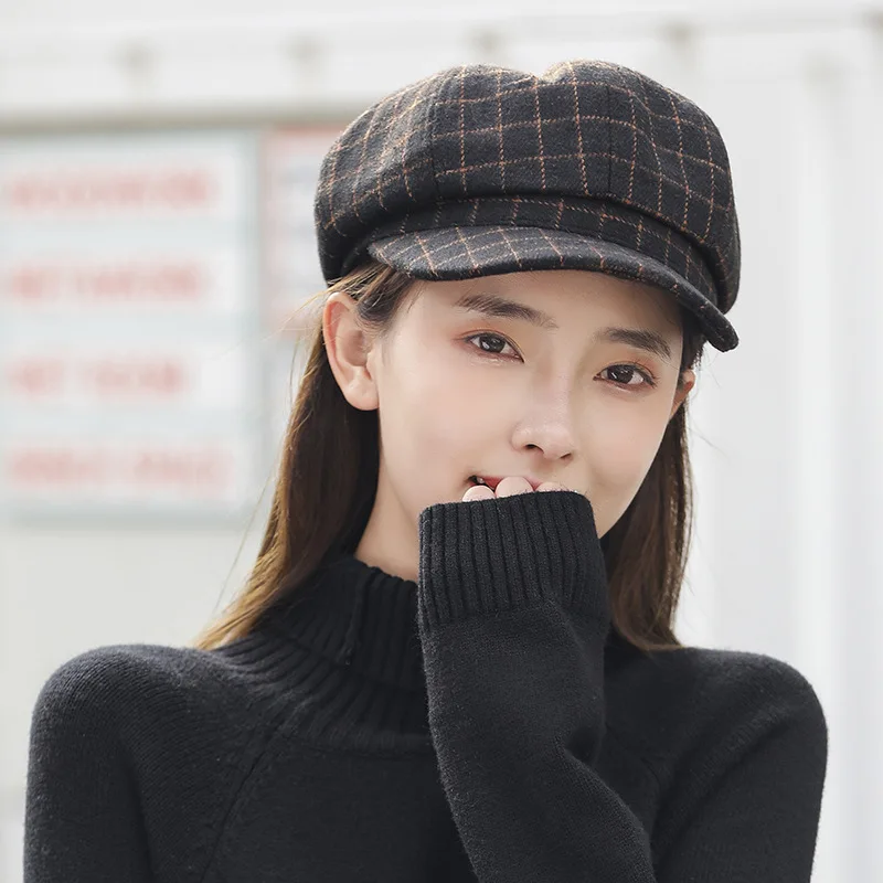 Women's Newsboy Hats, Imitation Wool Cabbies Beret, Tweed, Paperboy Cap