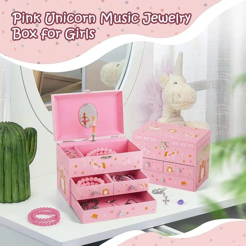 Enlarged Three Draw Unicorn Castle Princess Clockwork Style Music Box enlarged-three-draw-unicorn-castle-princess-clockwork-style-music-box
