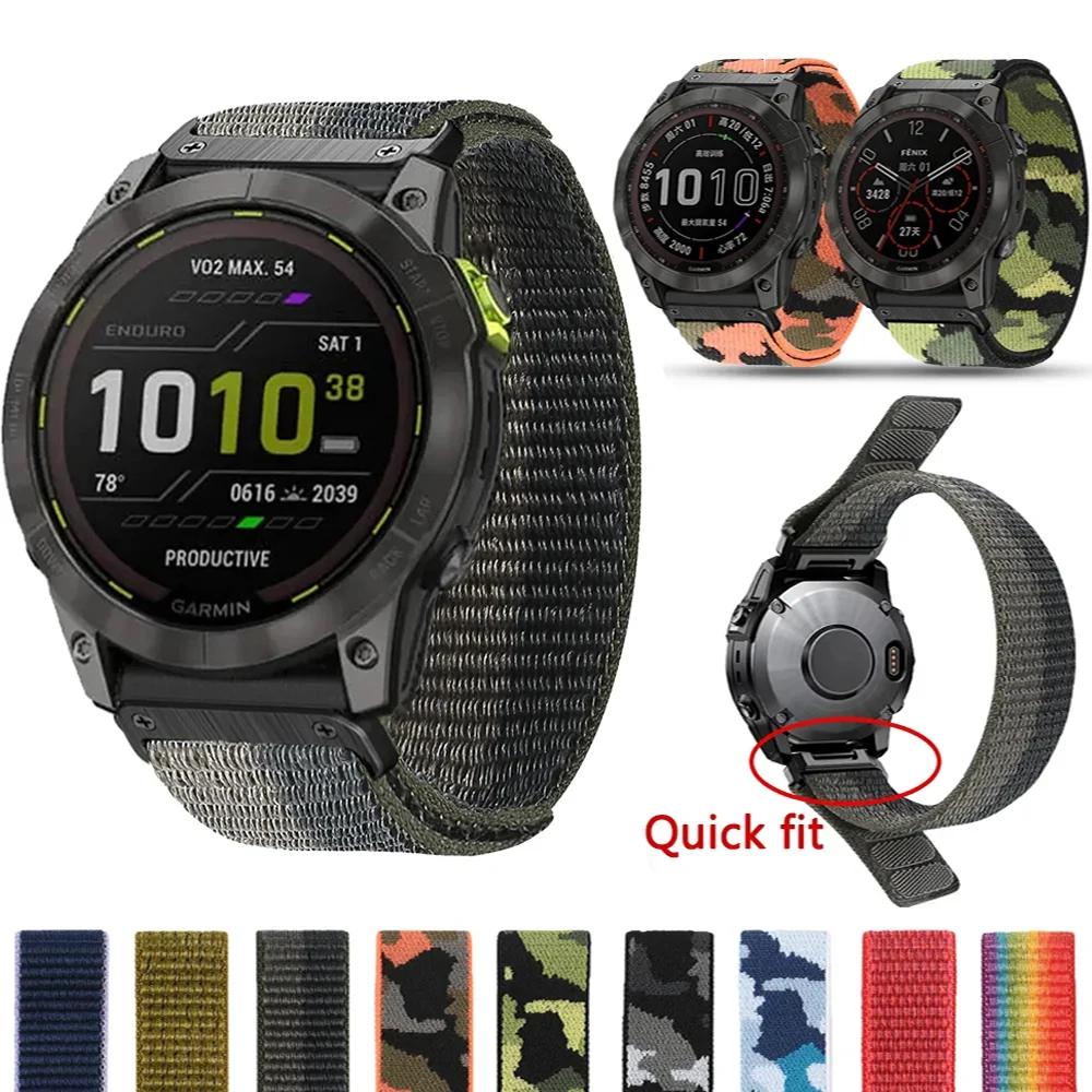 26Mm Per Garmin Tactix 7 Pro Cinturino In Nylon Per Garmin Descent Mk1 Mk2I Fenix 7X 5X Plus 6Xpro 3Hr Bracciale Easyfit Smartwatch