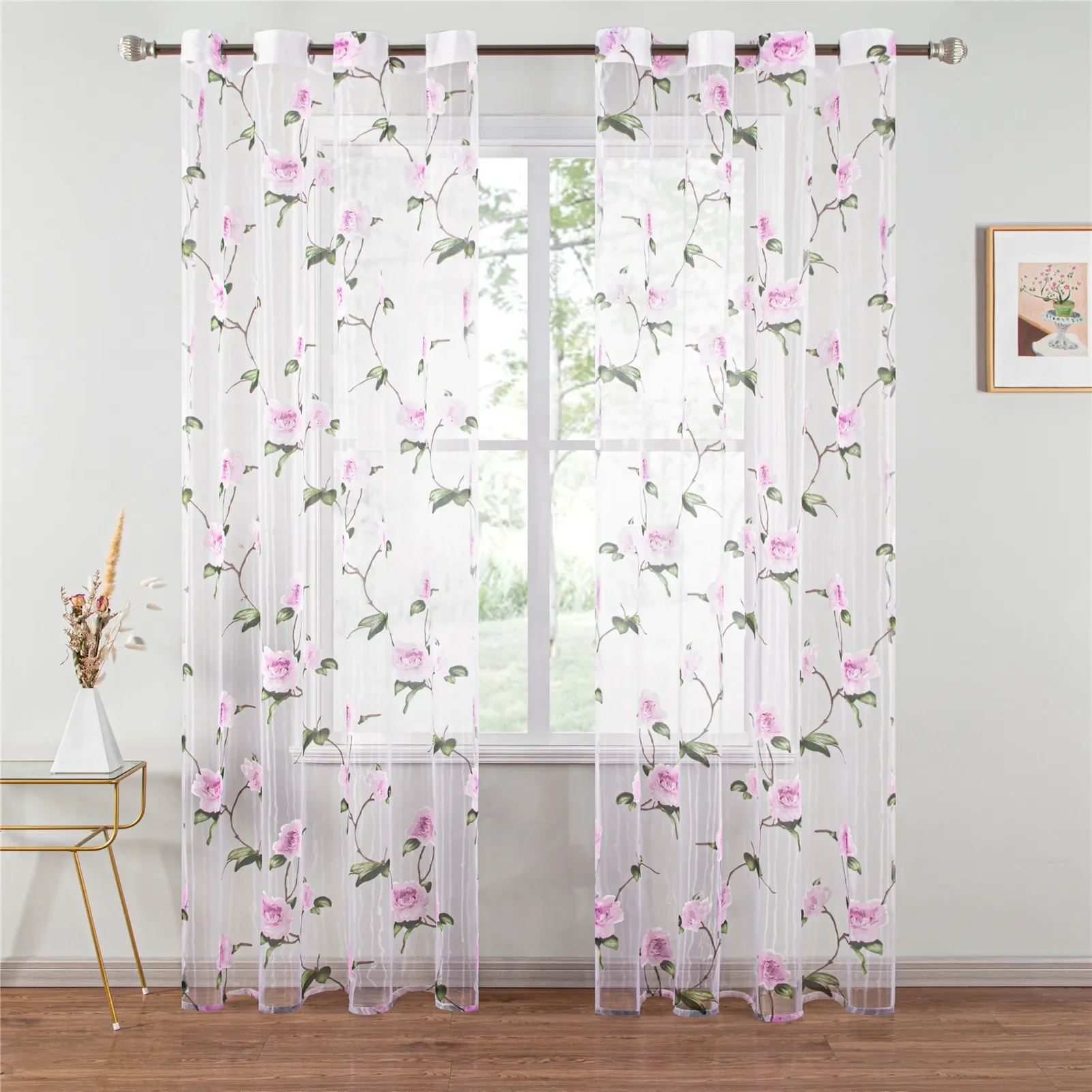Backdrop Curtain Beautiful Rose Tulle Curtains Living Room Bedroom Finished Curtains Curtains Beautiful and Romantic 4