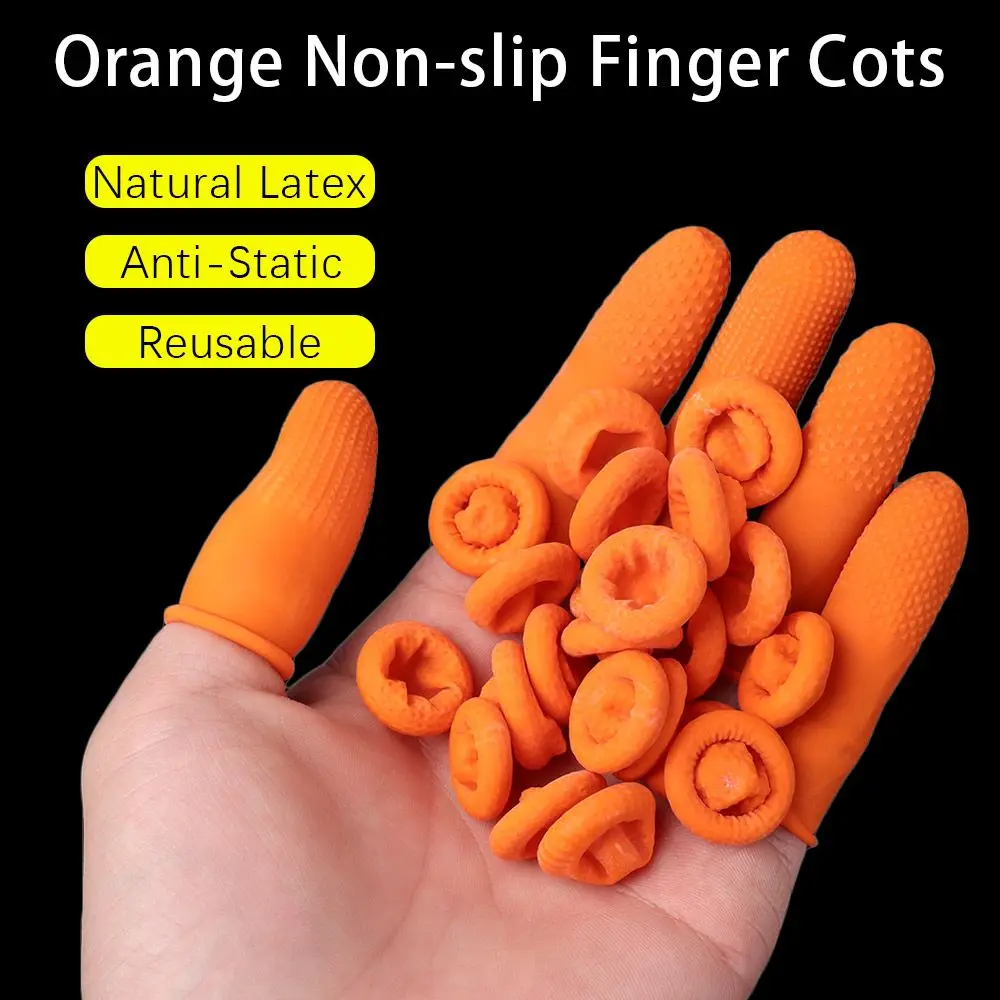 

100PCS Cleaning Accessories Natural Latex Fingertip Protective Orange Finger Cots Finger Cover Rubber Gloves Protector Gloves