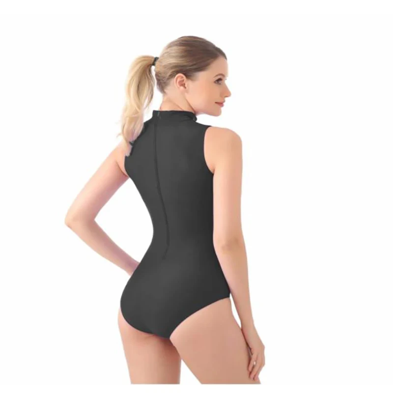 Speerise Women's Mock Neck Bodysuit Sleeveless Tops Turtleneck Adult Ballerina Leotard Ballet Dancewear Costume mallas de ballet