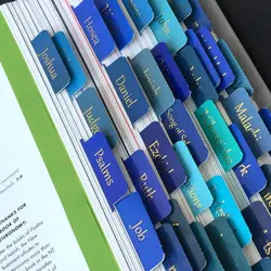 Enhanced Bible Tabs - 75 - Piece Set, Large Print, Laminated, Easy - to - Read Index (75pcs - Royal Blue)