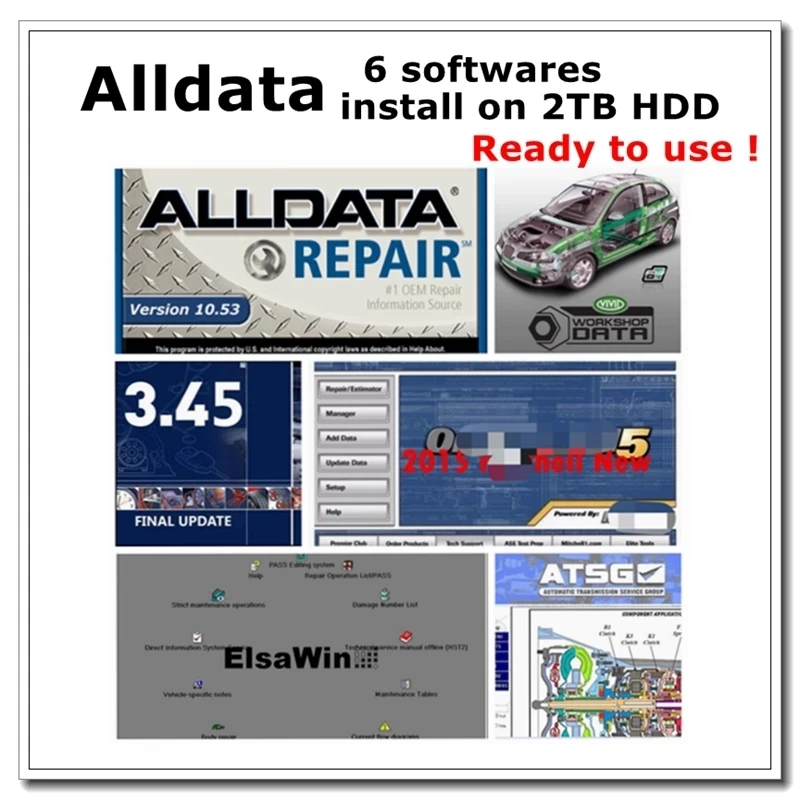 

Installed All-data 10.53 Vivid Workshop Data ElsaWin6.0 ATSG 2017 Auto.data 3.45 Mit.Chell Install Well on 2TB HDD READY FOR USE