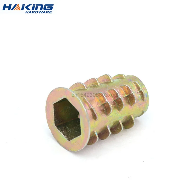 10/20/50Pcs M4 M5 M6 M8 M10 Zinc Alloy Thread For Wood Insert Nut Flanged Hex Drive Head Furniture Nuts